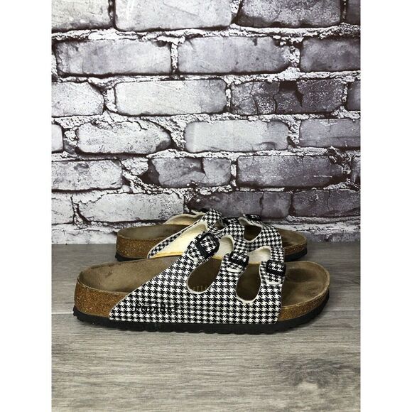 BIRKENSTOCK PAPILLIO Black White Leather Footbed Sandals Women’s Sz 38EU/7.5M US - Picture 3 of 16